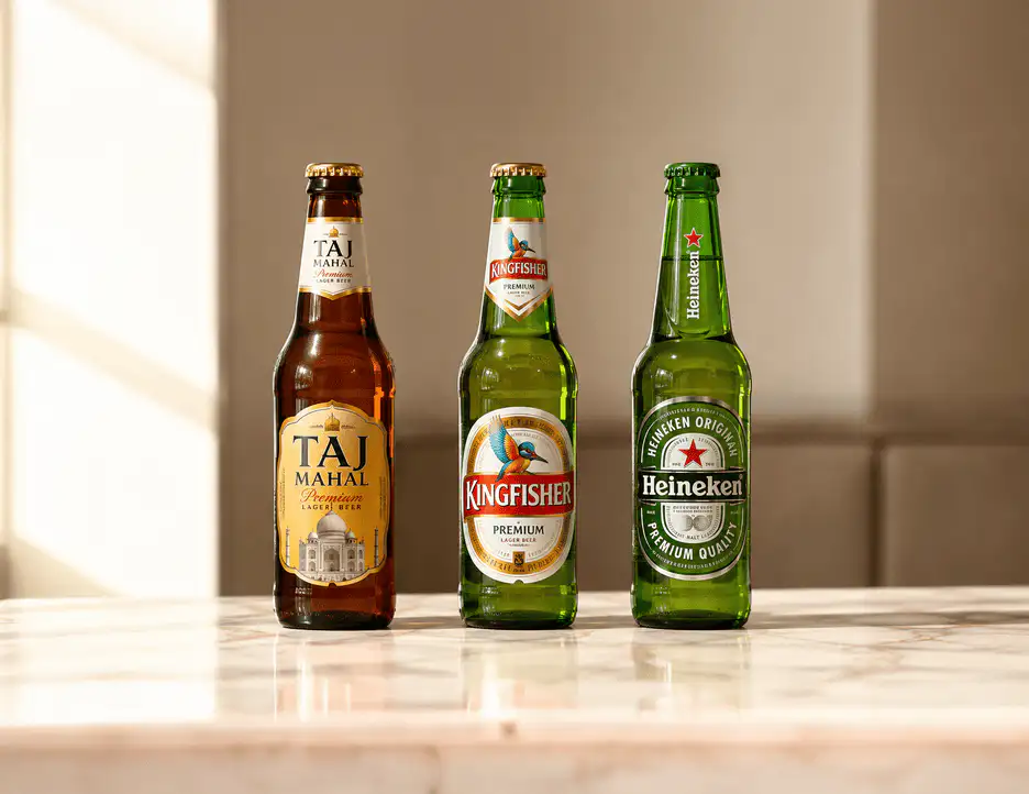 Beer options with assorted dishes