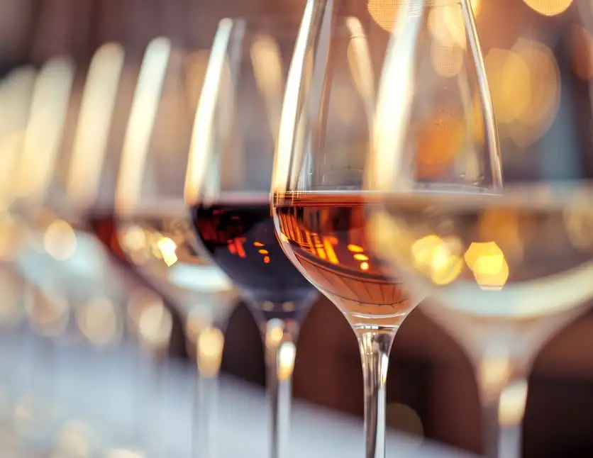 Wine options with assorted dishes
